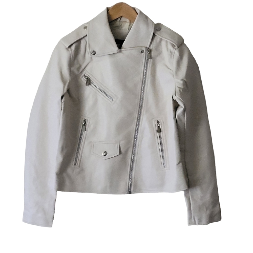 Lulus Beige Vegan Leather Moto Jacket Small